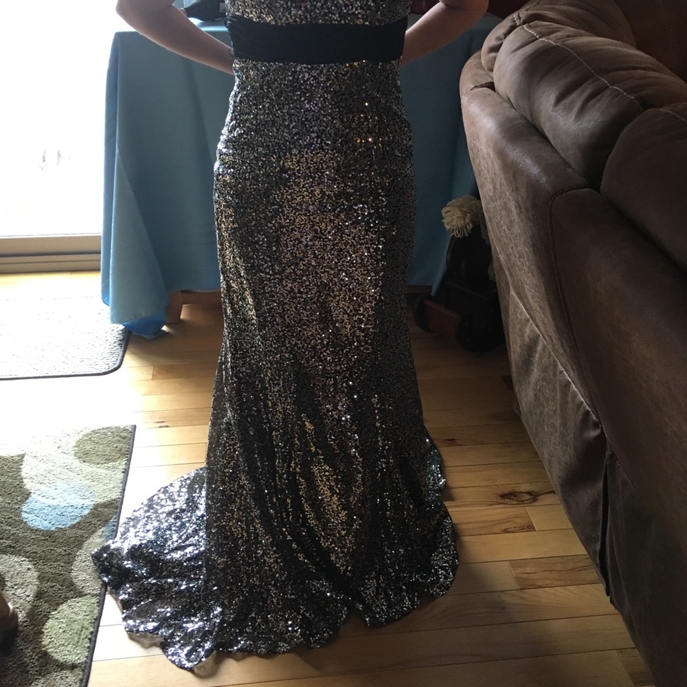 Maggie Sottero silver sequin gown